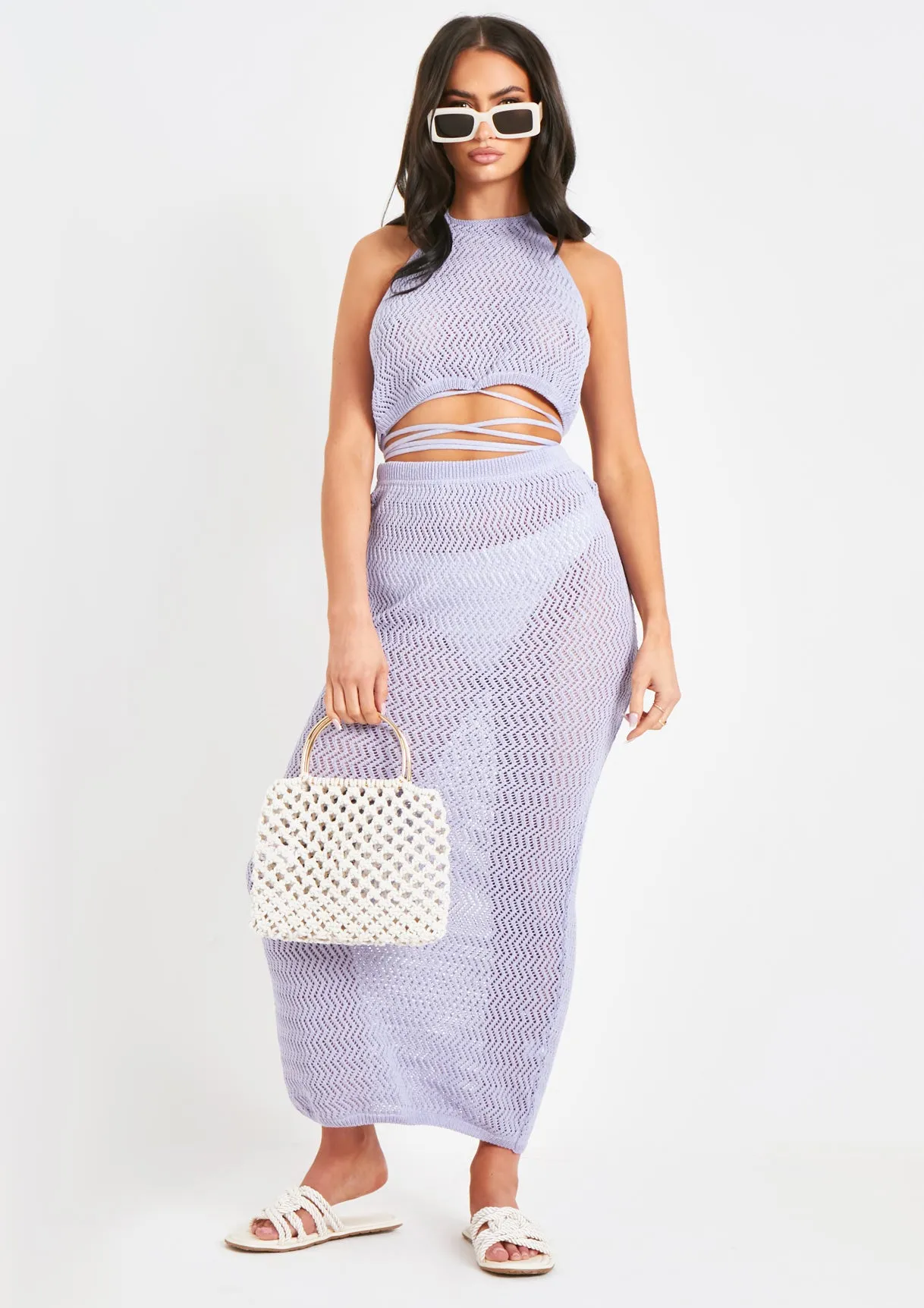 Ashlynn Lilac Knit Maxi Skirt sold by Missy Empire product image thumbnail 4