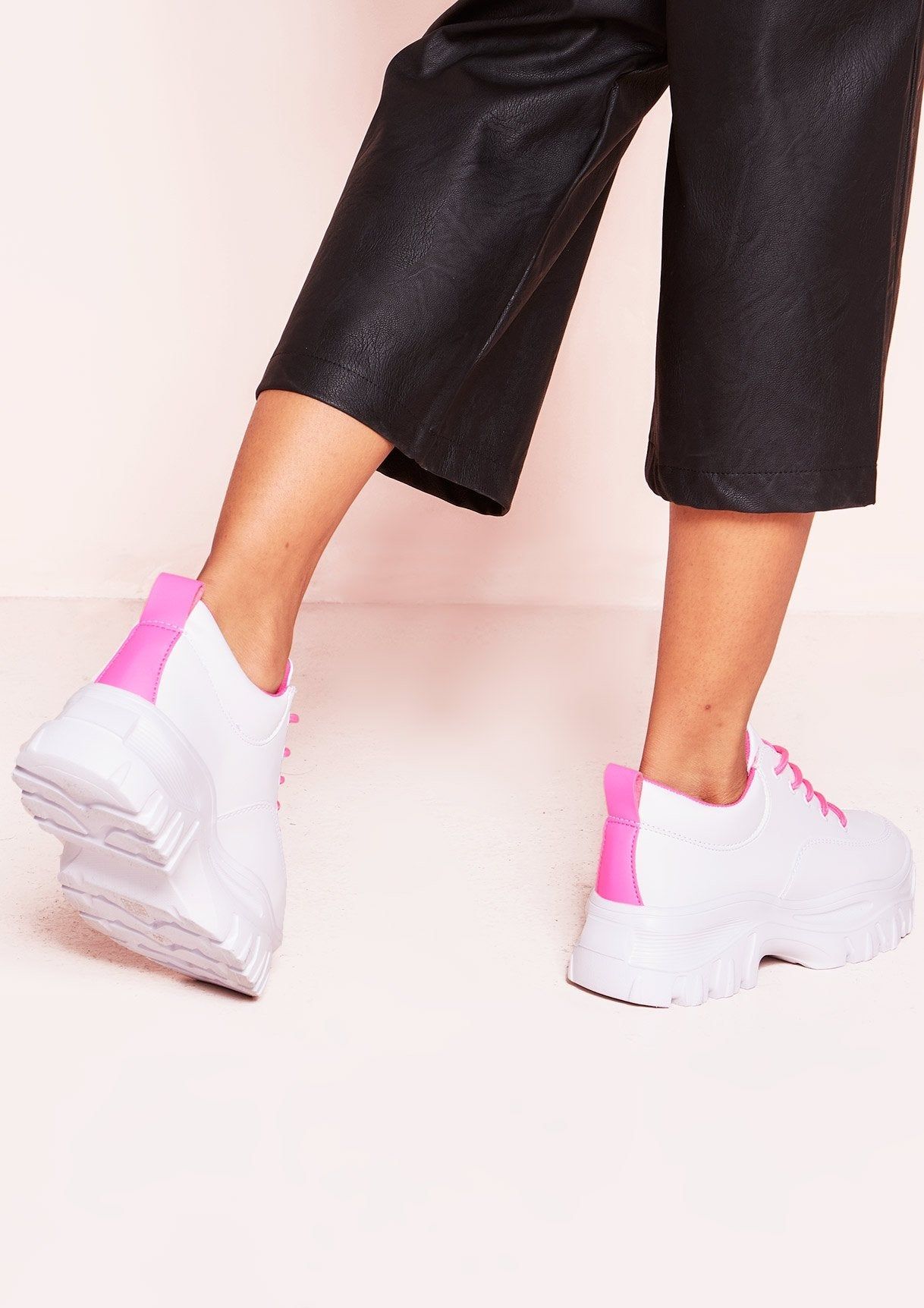 Patti White Pink Lace Chunky Trainers sold by Missy Empire product image thumbnail 3