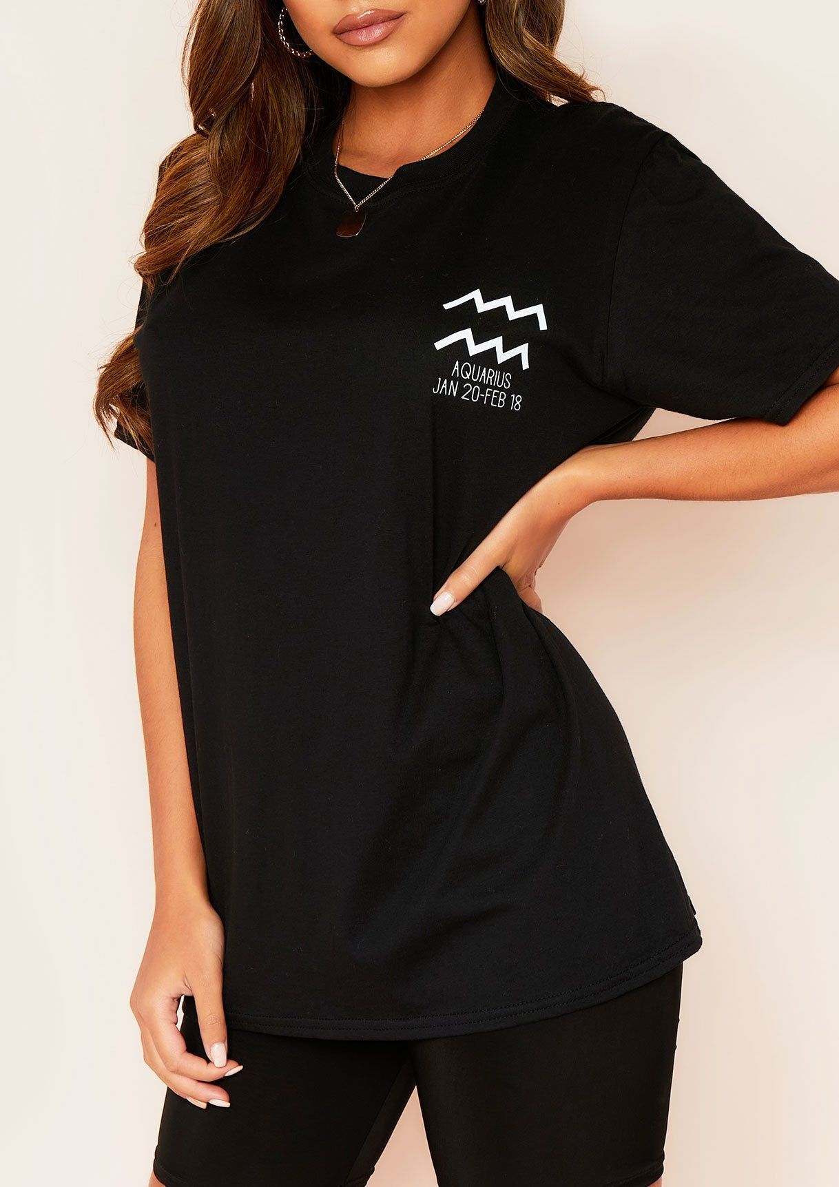 Marisol Black Aquarius Horoscope T-Shirt sold by Missy Empire product image thumbnail 3