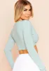 Luna Sage Slinky Twist Front Long Sleeve Crop Top sold by Missy Empire