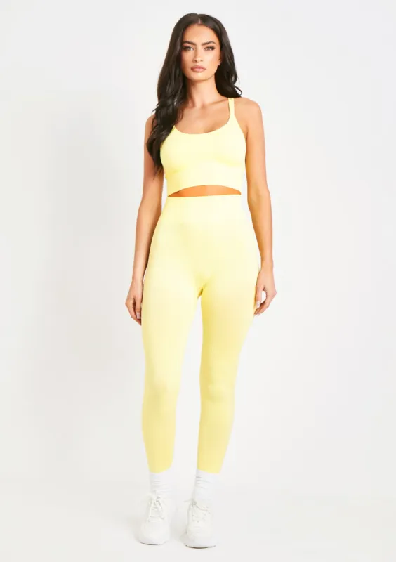 Cyndi Lemon Seamless Ribbed High Waisted Leggings sold by Missy Empire
