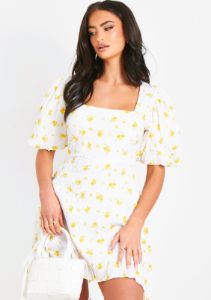 Maria White Floral Printed Mini Dress sold by Missy Empire