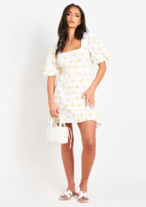 Maria White Floral Printed Mini Dress sold by Missy Empire