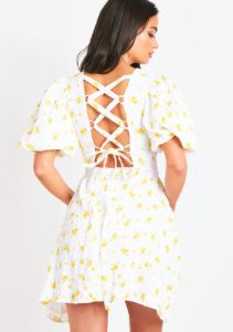 Maria White Floral Printed Mini Dress sold by Missy Empire