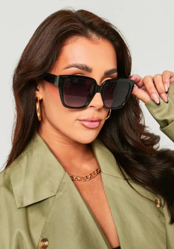 Anna Black Oversized Cat Eye Sunglasses sold by Missy Empire