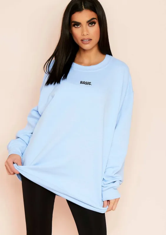 Ariana Blue Basic Slogan Oversized Sweatshirt sold by Missy Empire