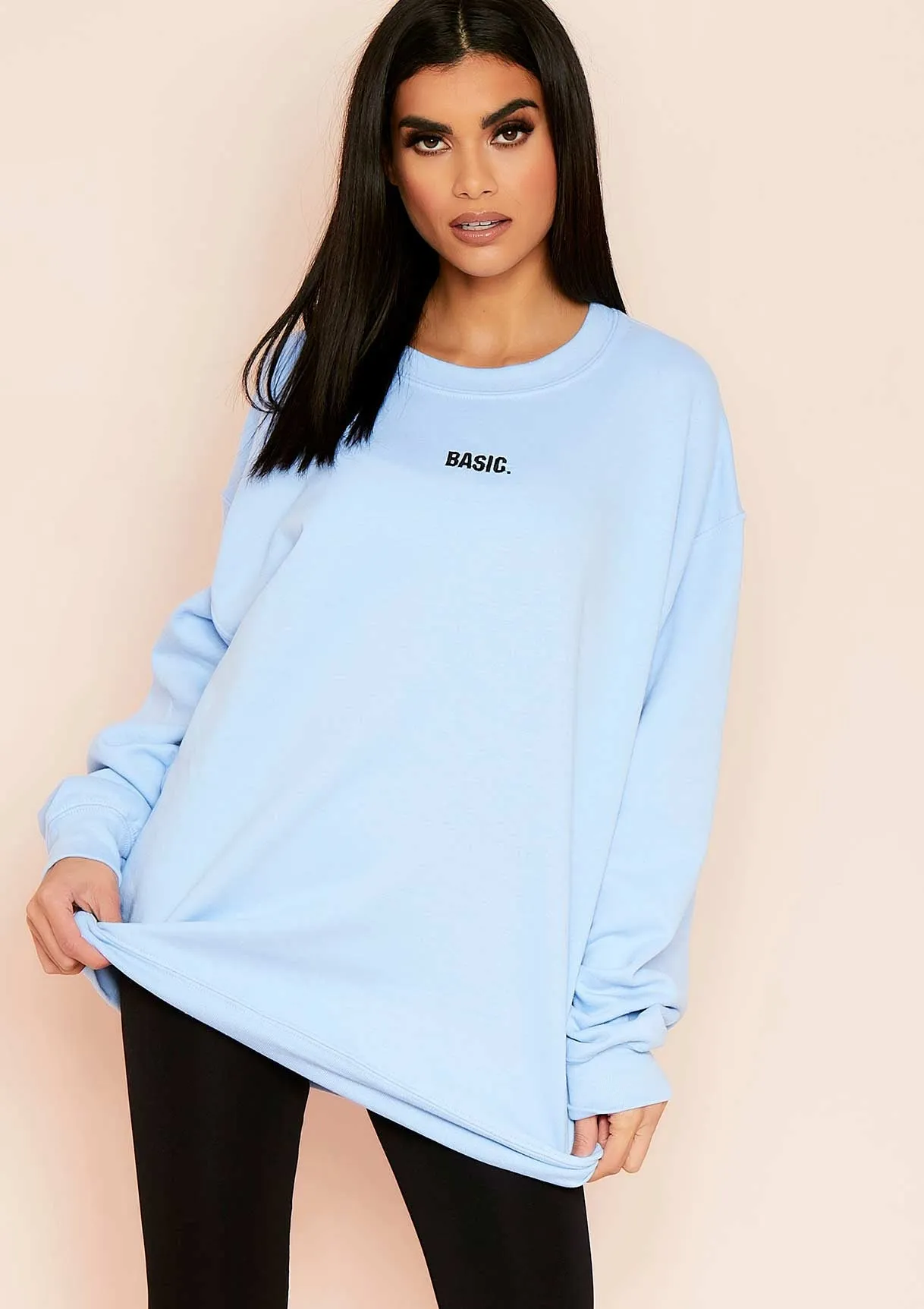 Ariana Blue Basic Slogan Oversized Sweatshirt sold by Missy Empire