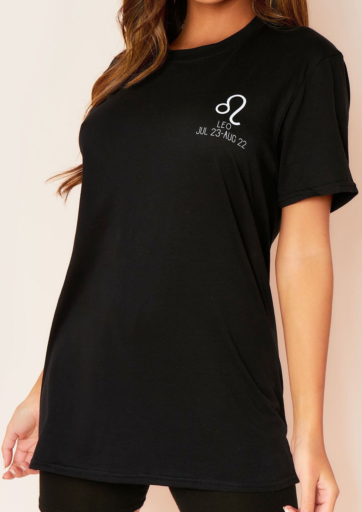 Marisol Black Leo Horoscope T-Shirt sold by Missy Empire product image thumbnail 4
