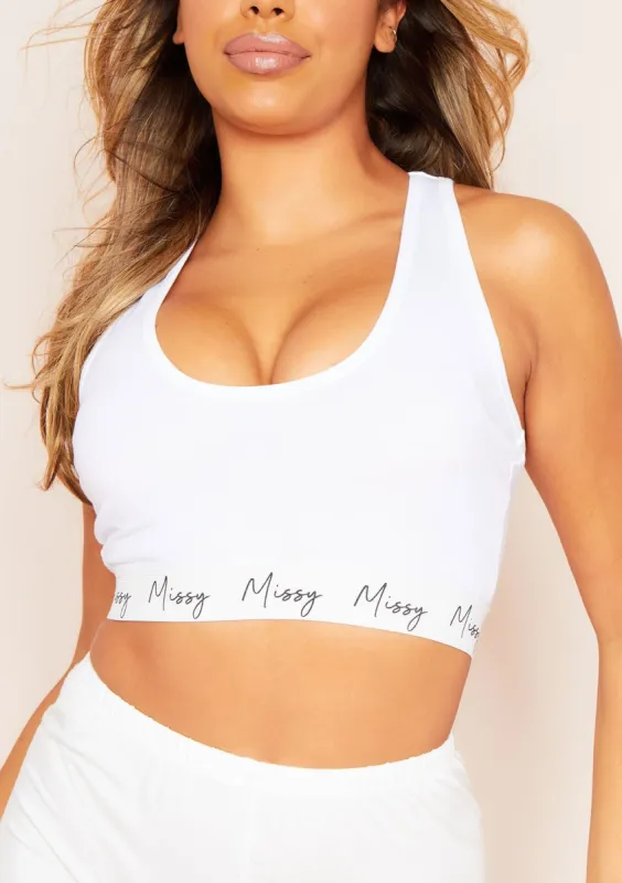 Kimberly White Missy Empire Racer Back Crop Top sold by Missy Empire
