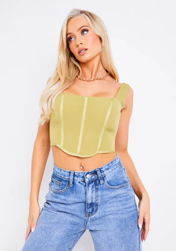 Safiyya Khaki Corset Top made by Missy Empire