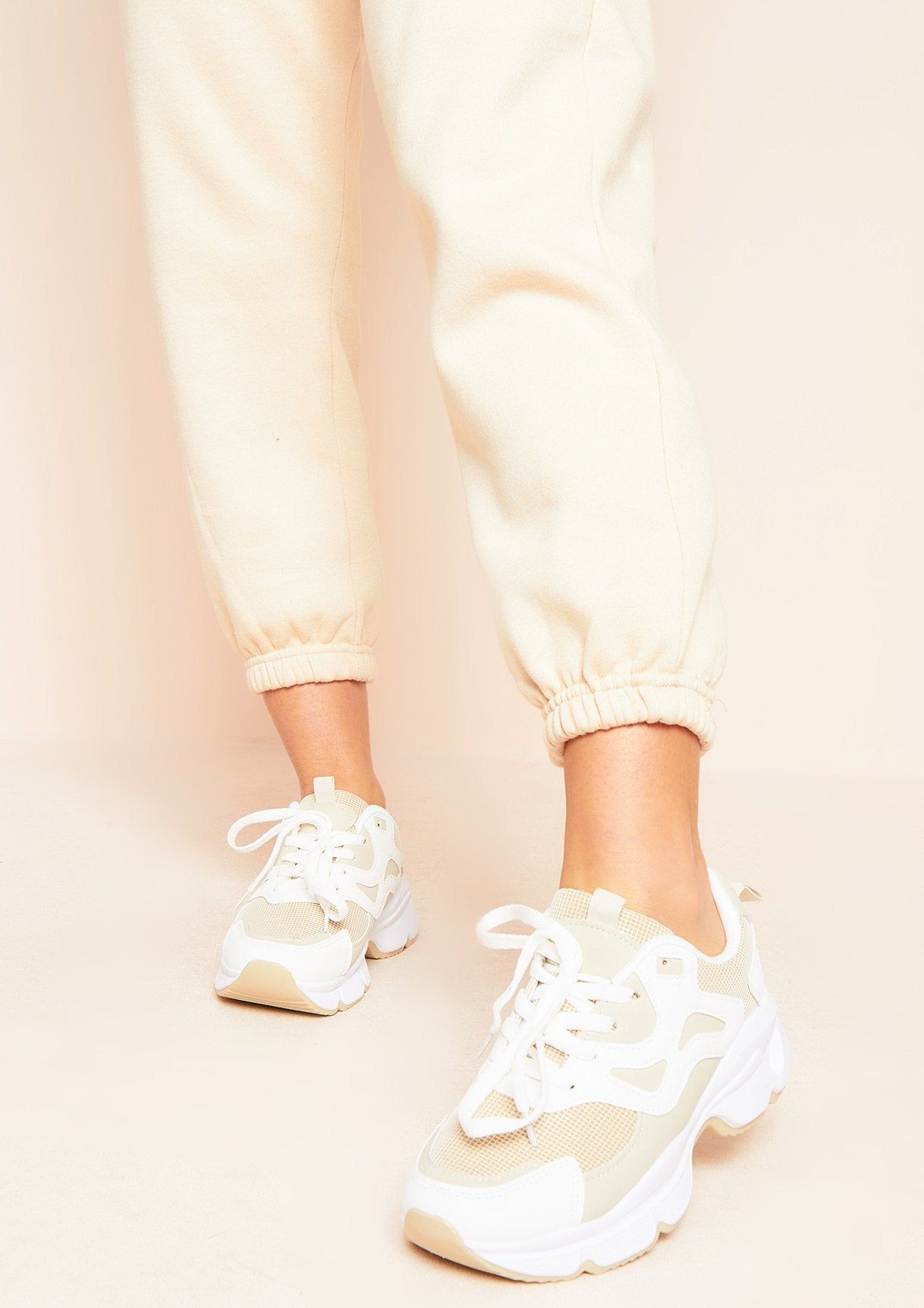 Seska Beige White Chunky Trainers sold by Missy Empire product image thumbnail 3
