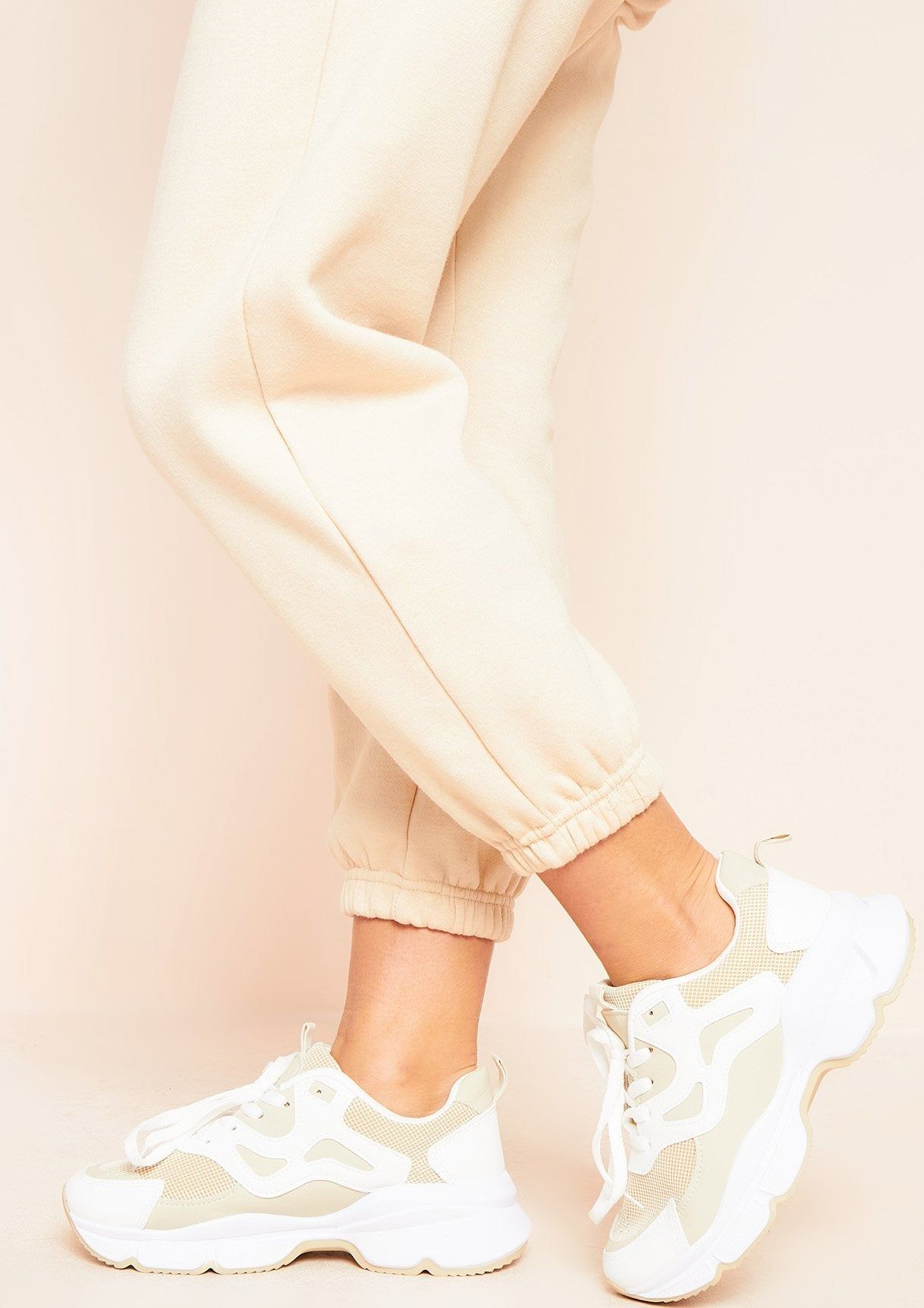 Seska Beige White Chunky Trainers sold by Missy Empire product image thumbnail 2