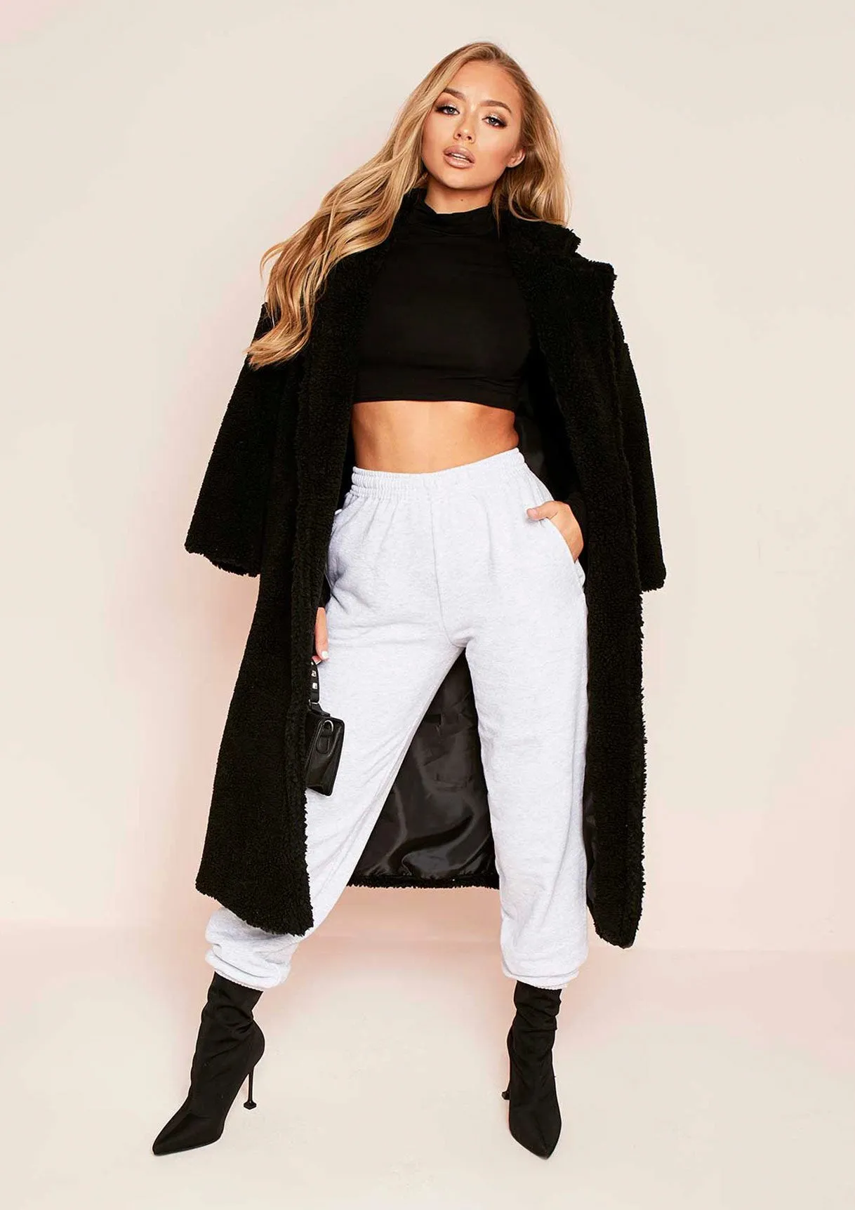 Juna Black Basic Jersey High Neck Crop Top sold by Missy Empire product image thumbnail 4