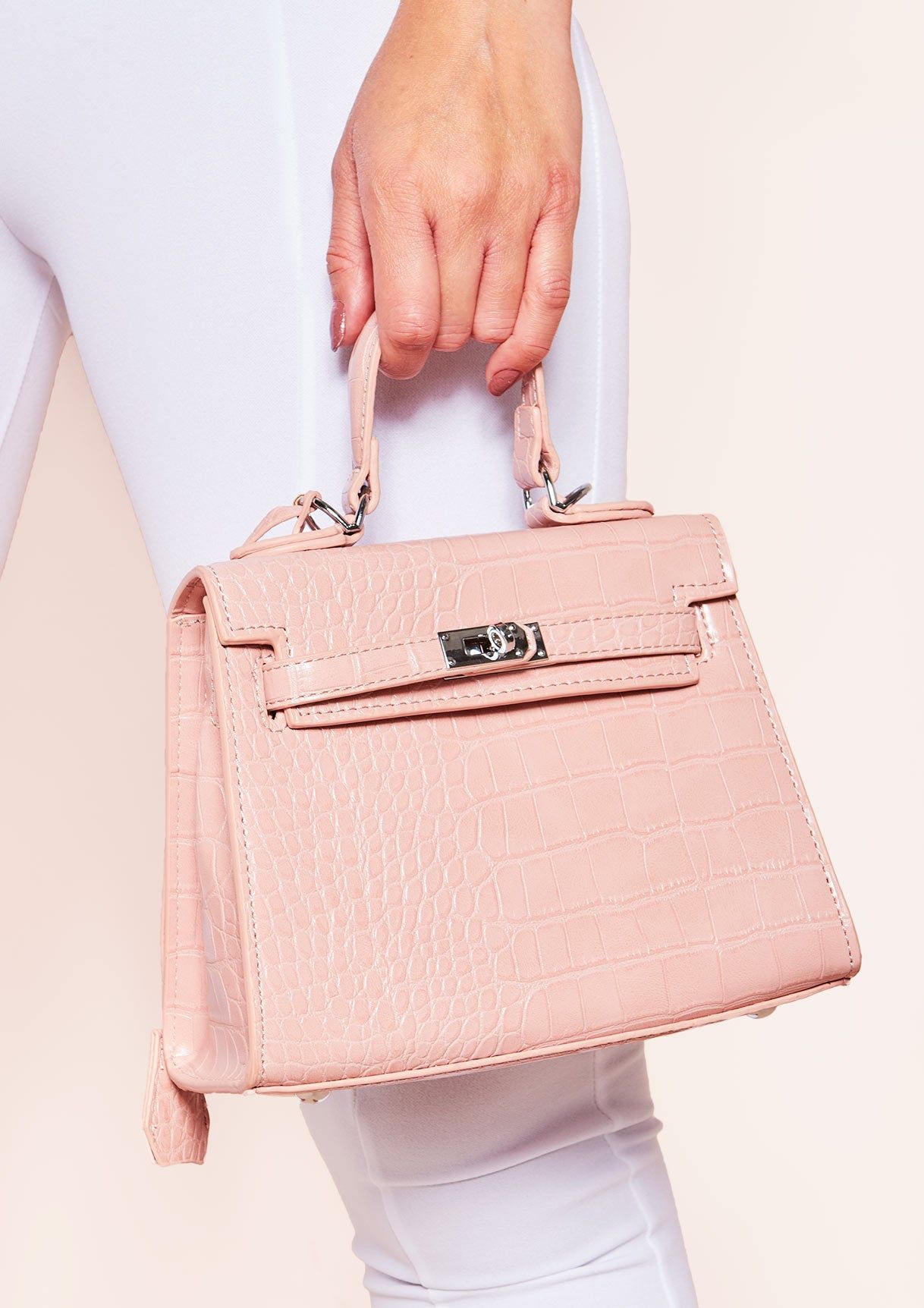 Vanessa Pink Croc Print Mini Bag sold by Missy Empire product image thumbnail 3