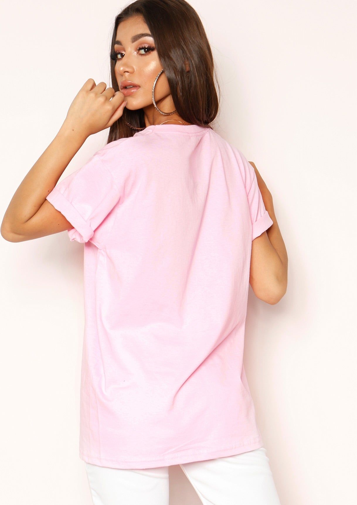 Debbie Pink Oversized T-Shirt sold by Missy Empire product image thumbnail 4