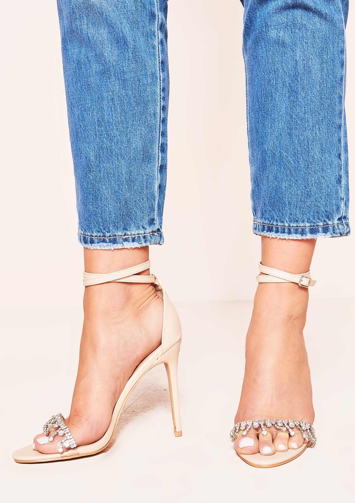 Florence Nude Diamante Strappy High Heels sold by Missy Empire product image thumbnail 2