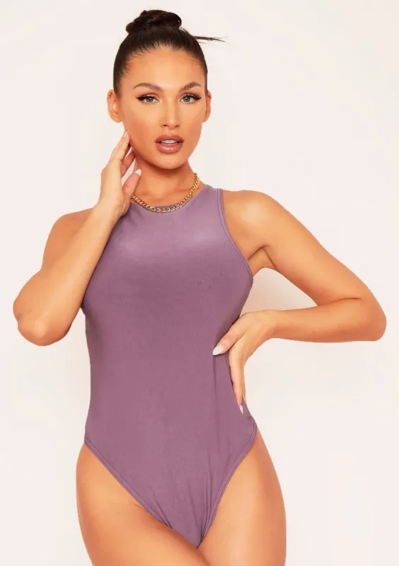 Naya Purple Soft Double Thickness Racer Bodysuit sold by Missy Empire