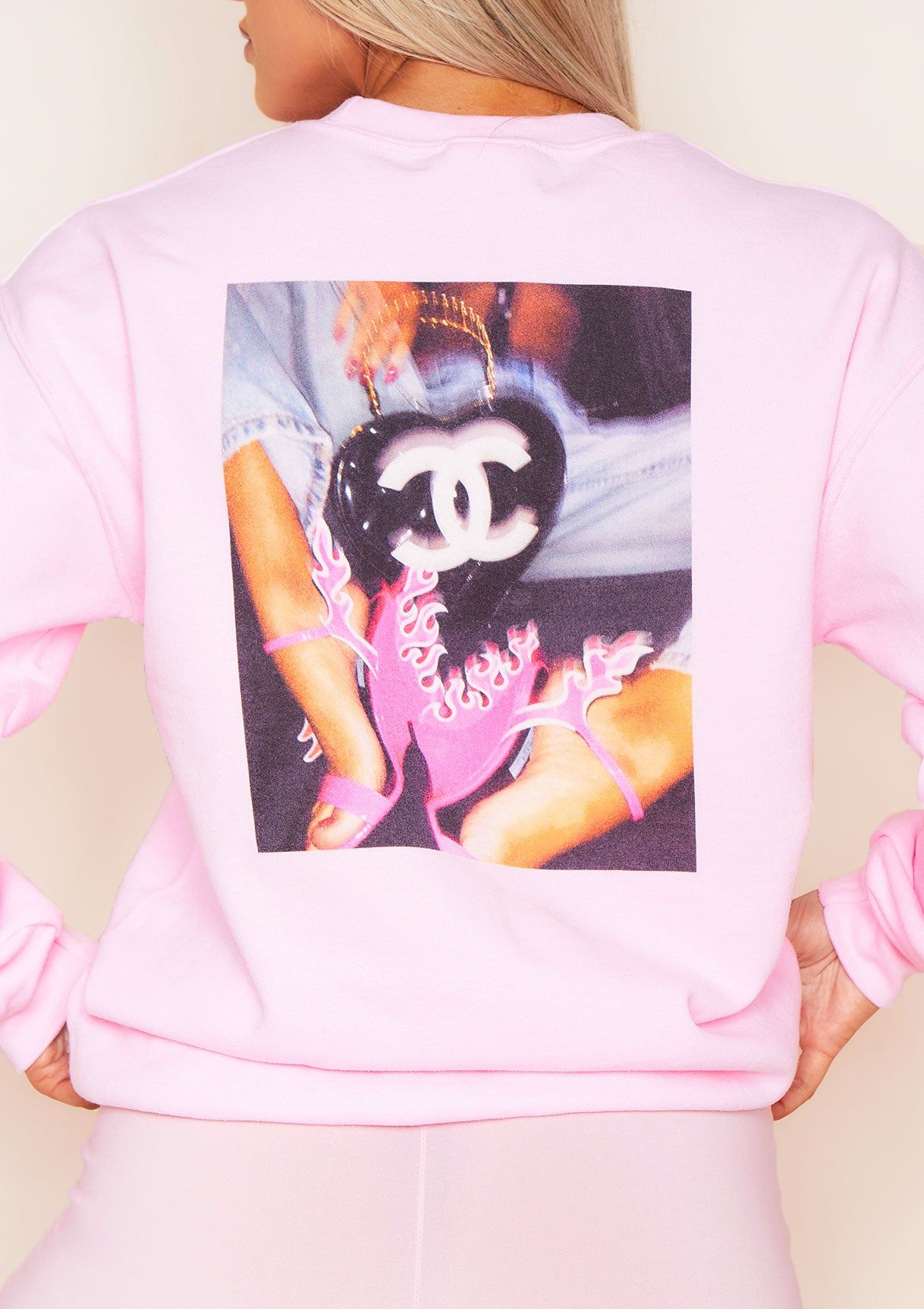 Adriana Pink Flame Graphic Oversized Sweatshirt sold by Missy Empire product image thumbnail 3