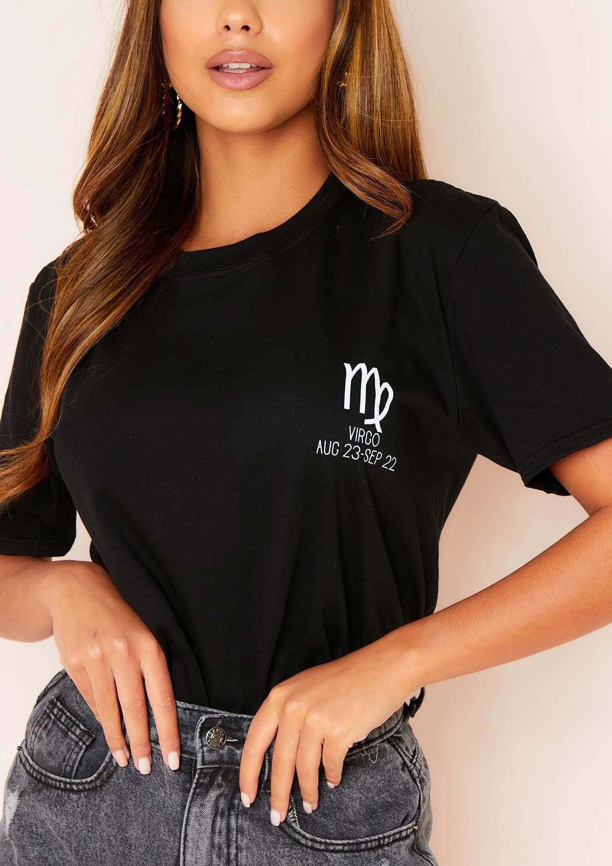 Marisol Black Virgo Horoscope T-Shirt sold by Missy Empire product image thumbnail 3
