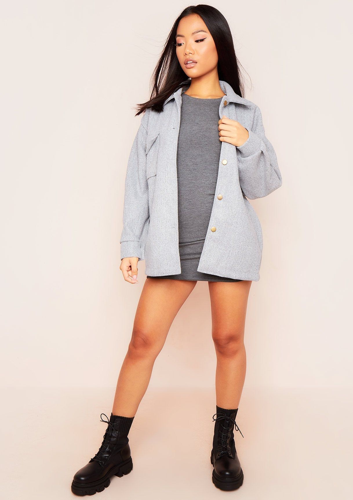 Lana Grey Pocket Front Shacket sold by Missy Empire product image thumbnail 4