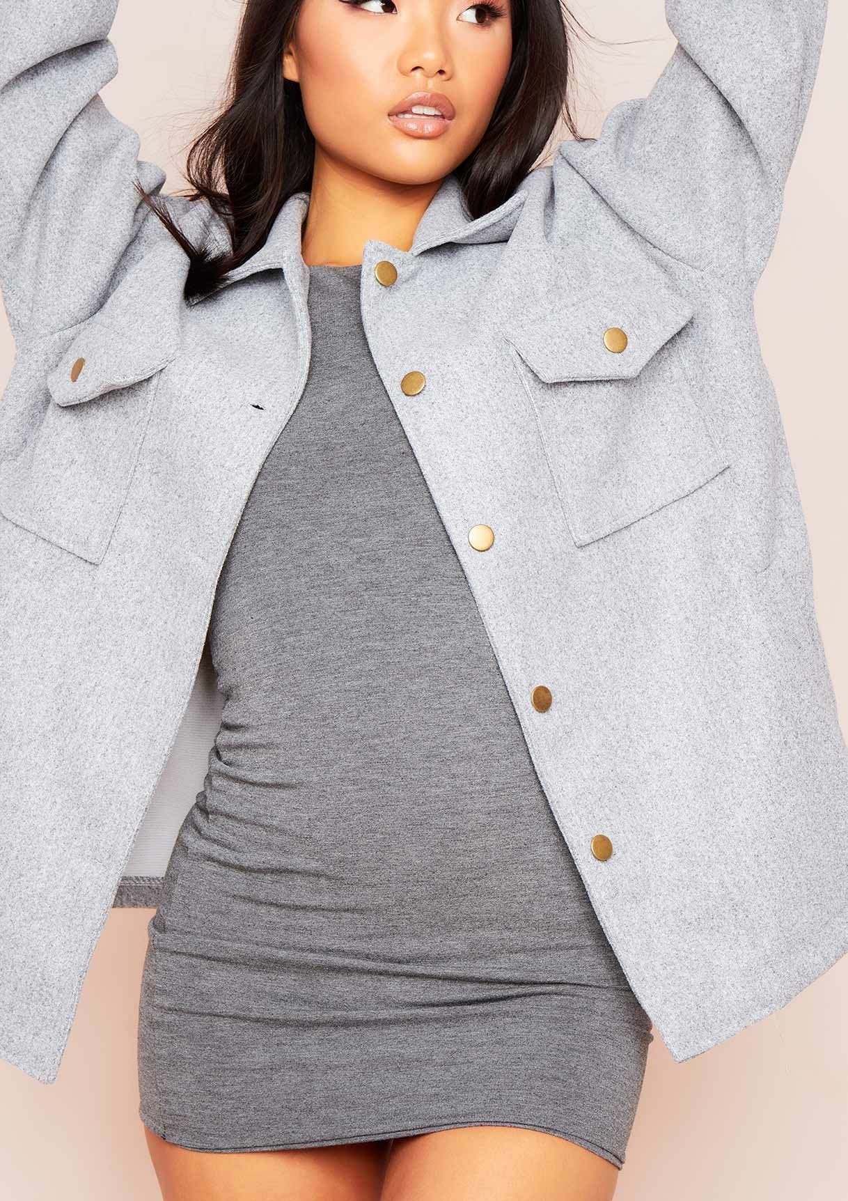 Lana Grey Pocket Front Shacket sold by Missy Empire product image thumbnail 3