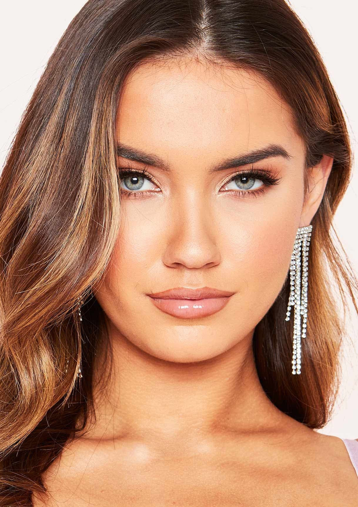 Helena Silver Diamante Tassel Earrings sold by Missy Empire product image thumbnail 3