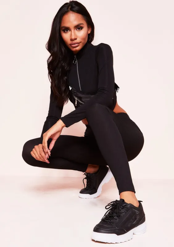 Vanessa Black Ribbed Leggings sold by Missy Empire