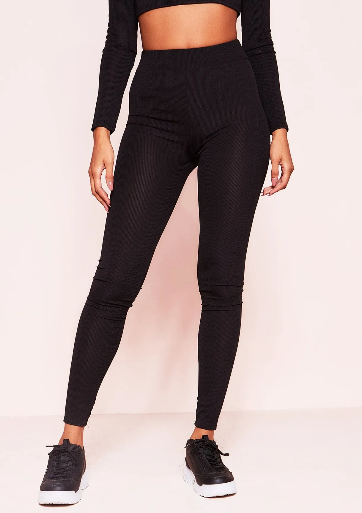 Vanessa Black Ribbed Leggings sold by Missy Empire product image thumbnail 2