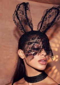 Carmen Black Lace Bunny Ears Veil Headband sold by Missy Empire