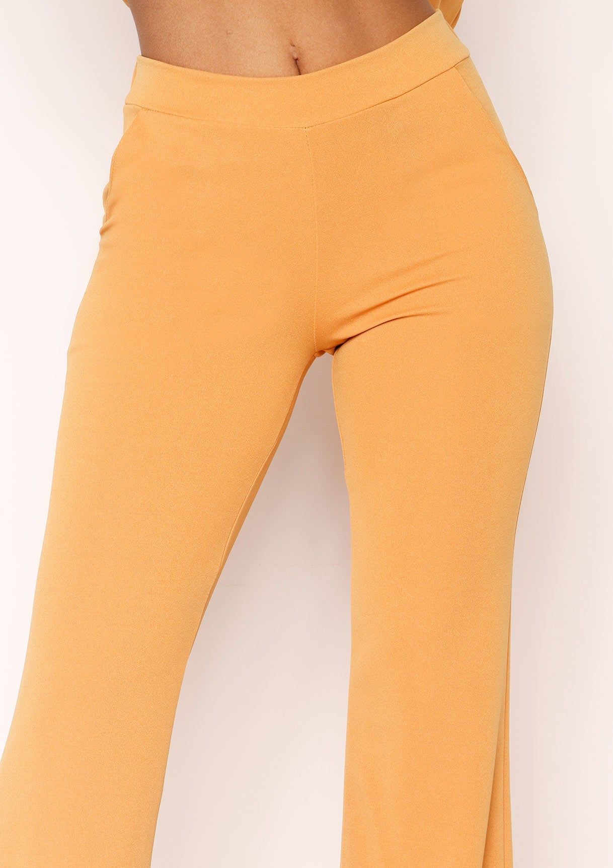Andrea Mustard High Waist Flare Trousers sold by Missy Empire product image thumbnail 3