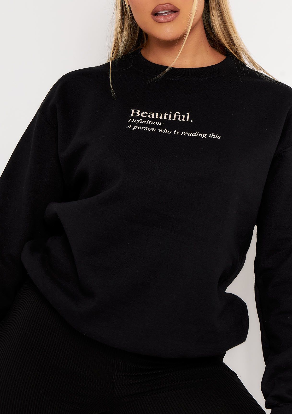 Atalya Black Beautiful Slogan Sweatshirt sold by Missy Empire product image thumbnail 3