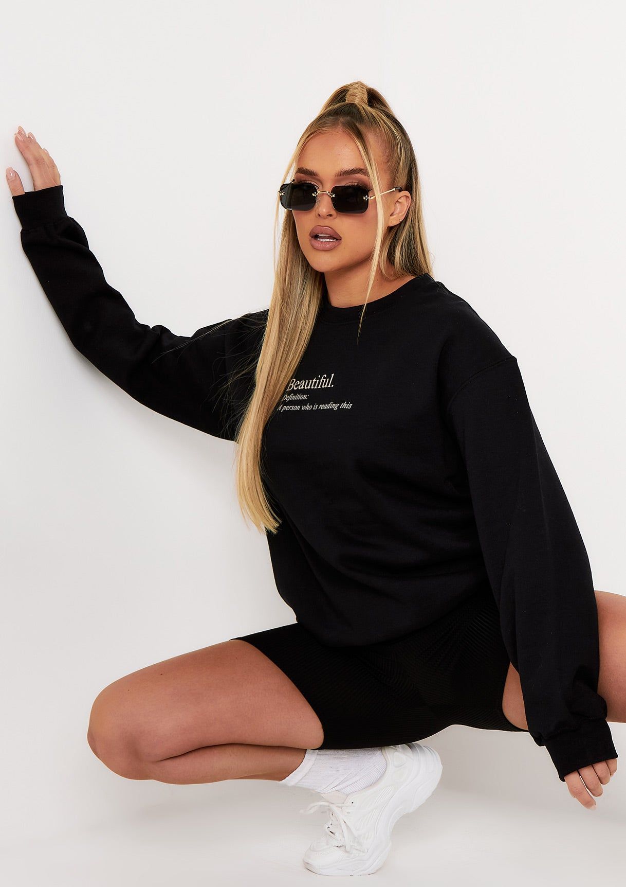 Atalya Black Beautiful Slogan Sweatshirt sold by Missy Empire