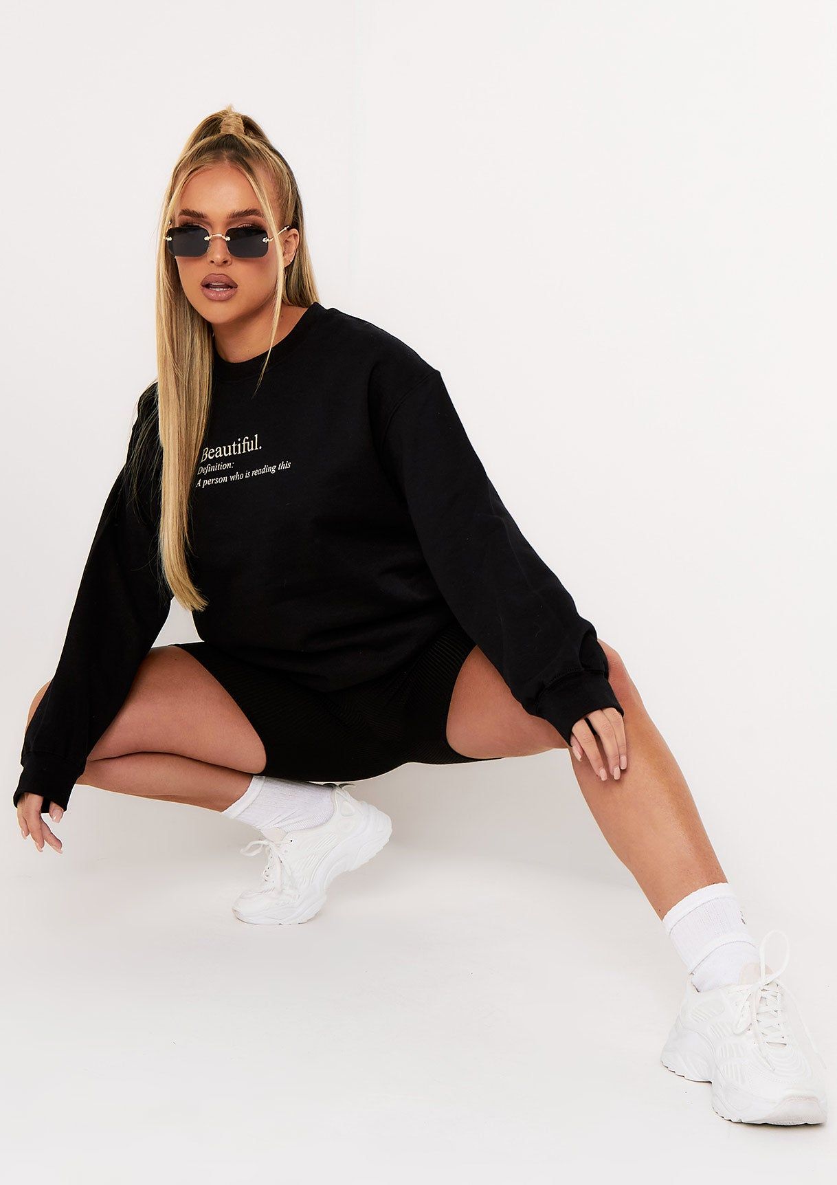 Atalya Black Beautiful Slogan Sweatshirt sold by Missy Empire product image thumbnail 5