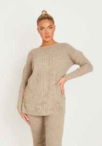 Anya Mocha Knit Jumper Loungewear Set sold by Missy Empire