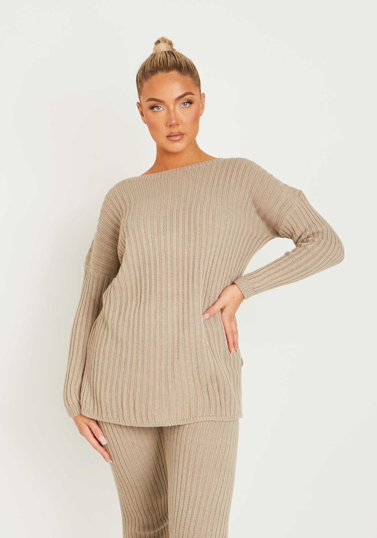 Anya Mocha Knit Jumper Loungewear Set sold by Missy Empire product image thumbnail 2