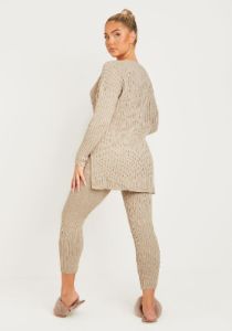 Anya Mocha Knit Jumper Loungewear Set sold by Missy Empire