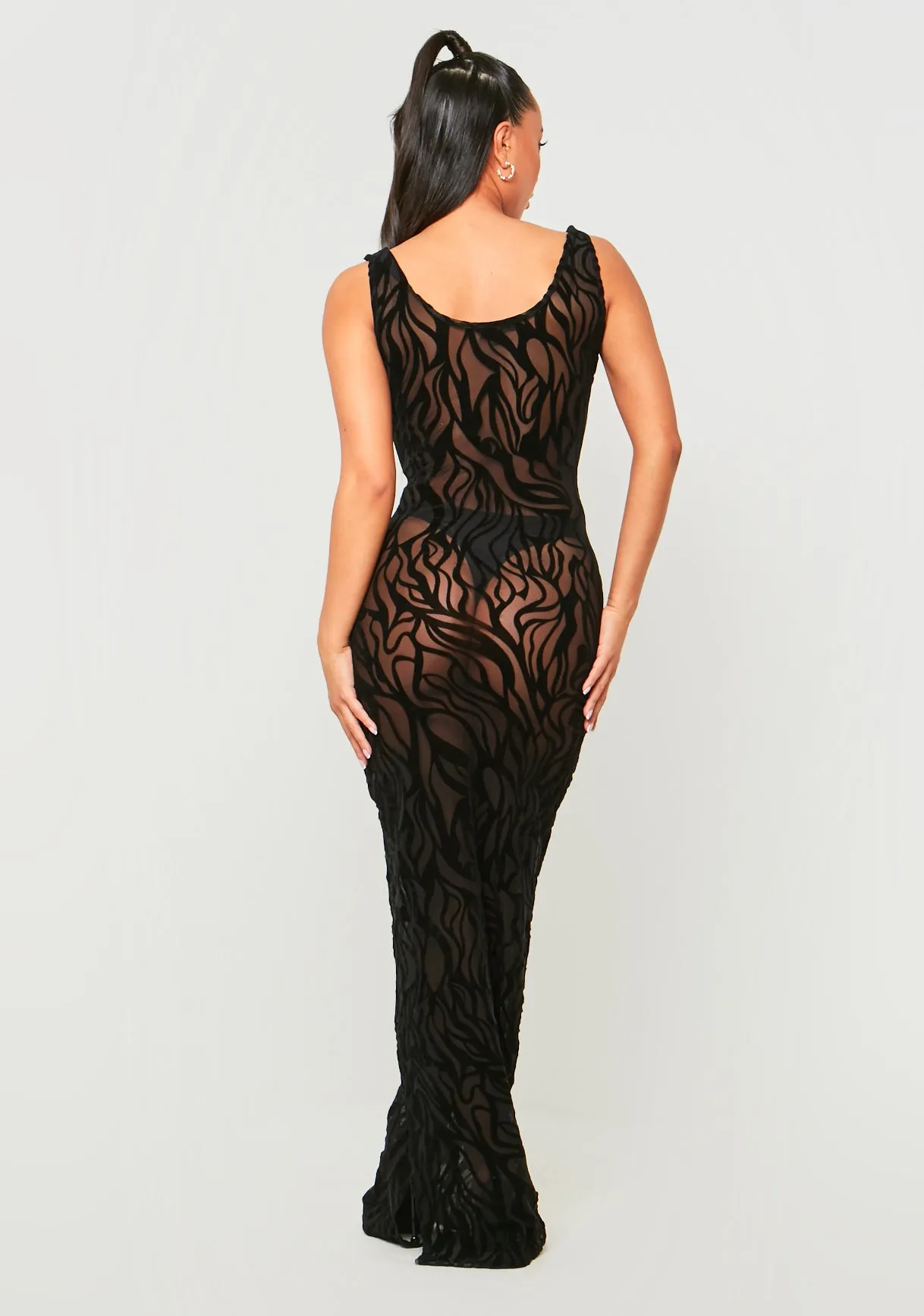 Davina Black Devore Maxi Dress sold by Missy Empire product image thumbnail 3