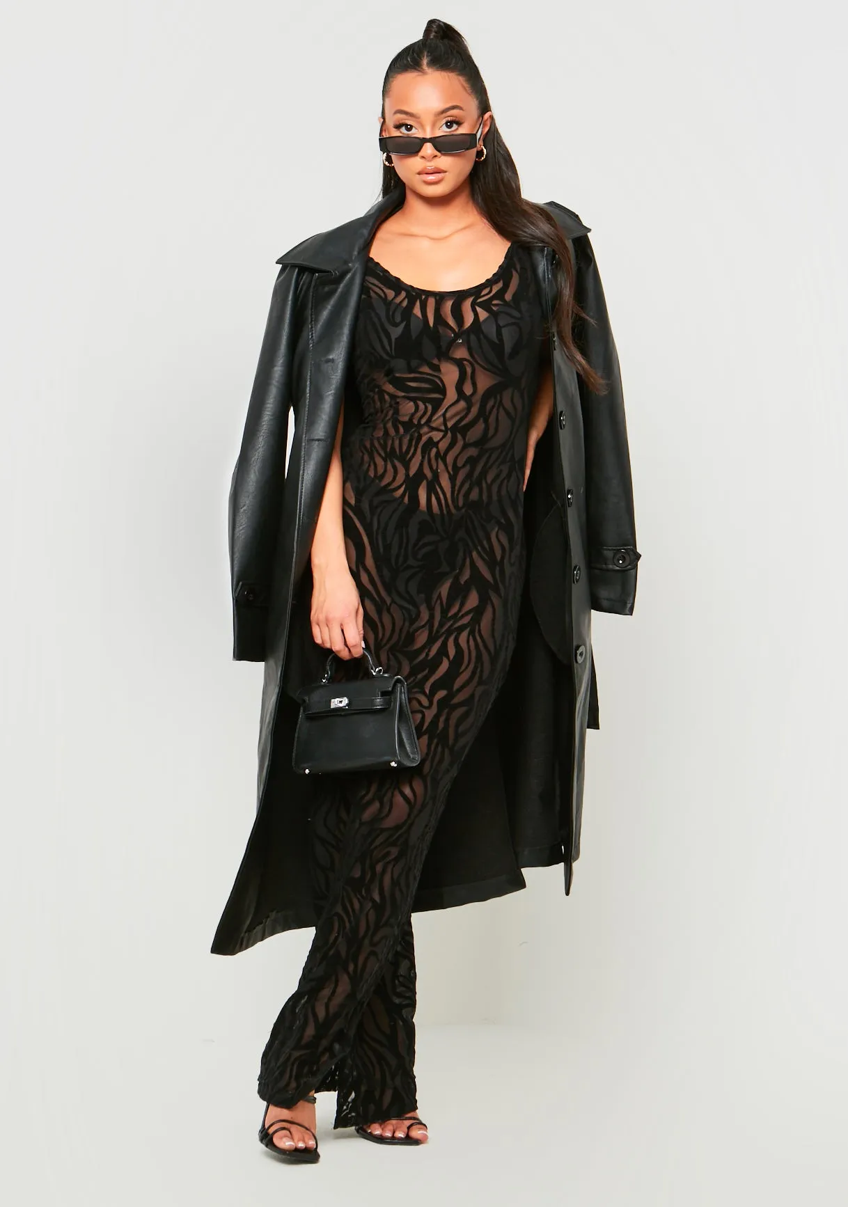 Davina Black Devore Maxi Dress sold by Missy Empire product image thumbnail 4