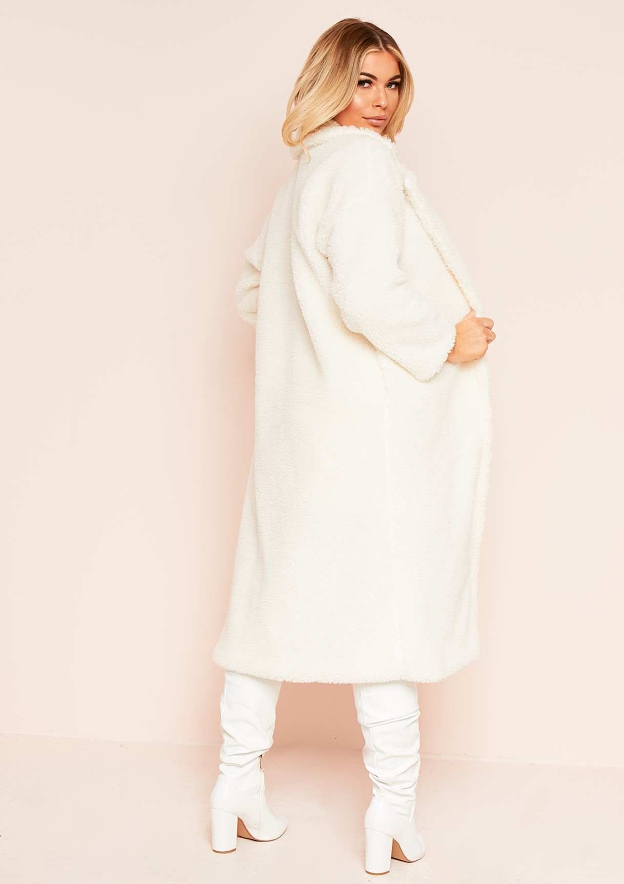 Maxine Cream Teddy Borg Longline Coat sold by Missy Empire product image thumbnail 5