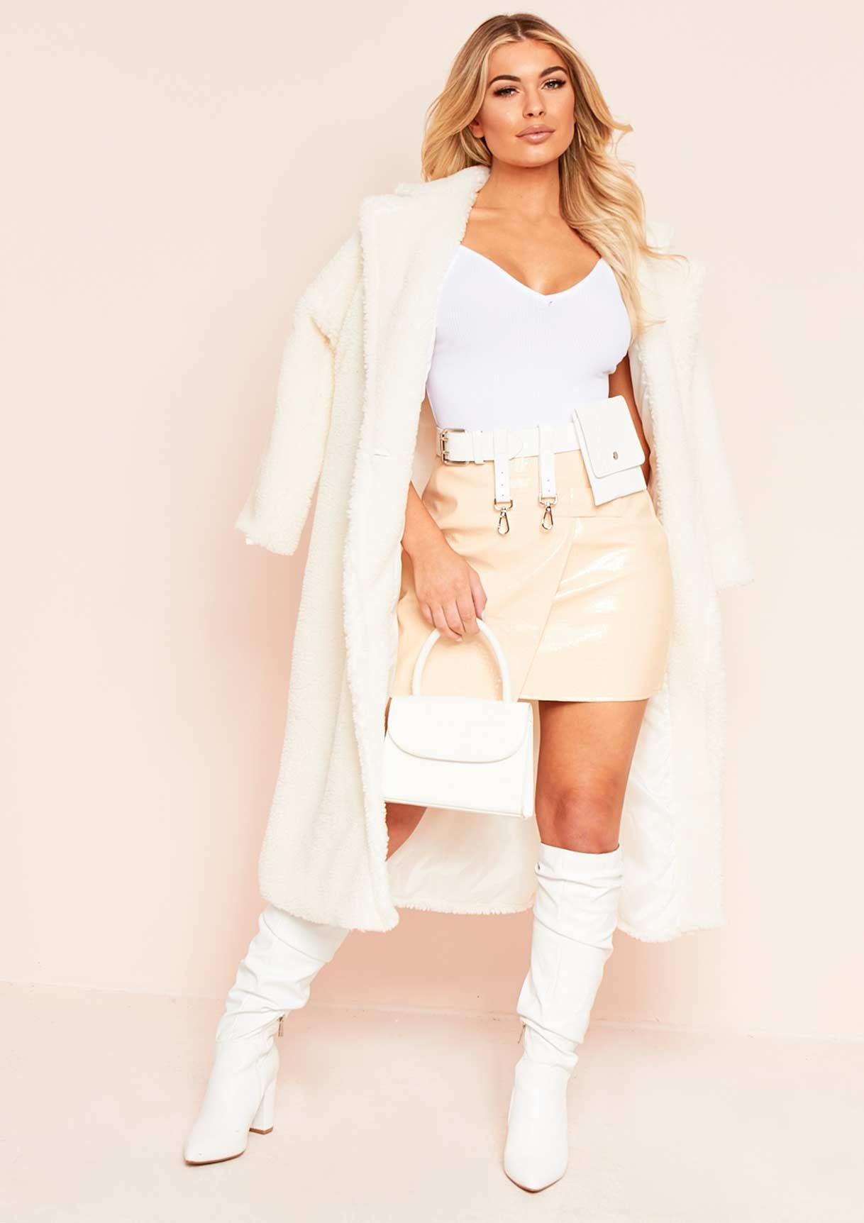 Maxine Cream Teddy Borg Longline Coat sold by Missy Empire product image thumbnail 4