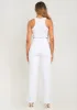 Frankie White Denim Waist Detail Wide Leg Jeans sold by Missy Empire