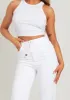 Frankie White Denim Waist Detail Wide Leg Jeans sold by Missy Empire