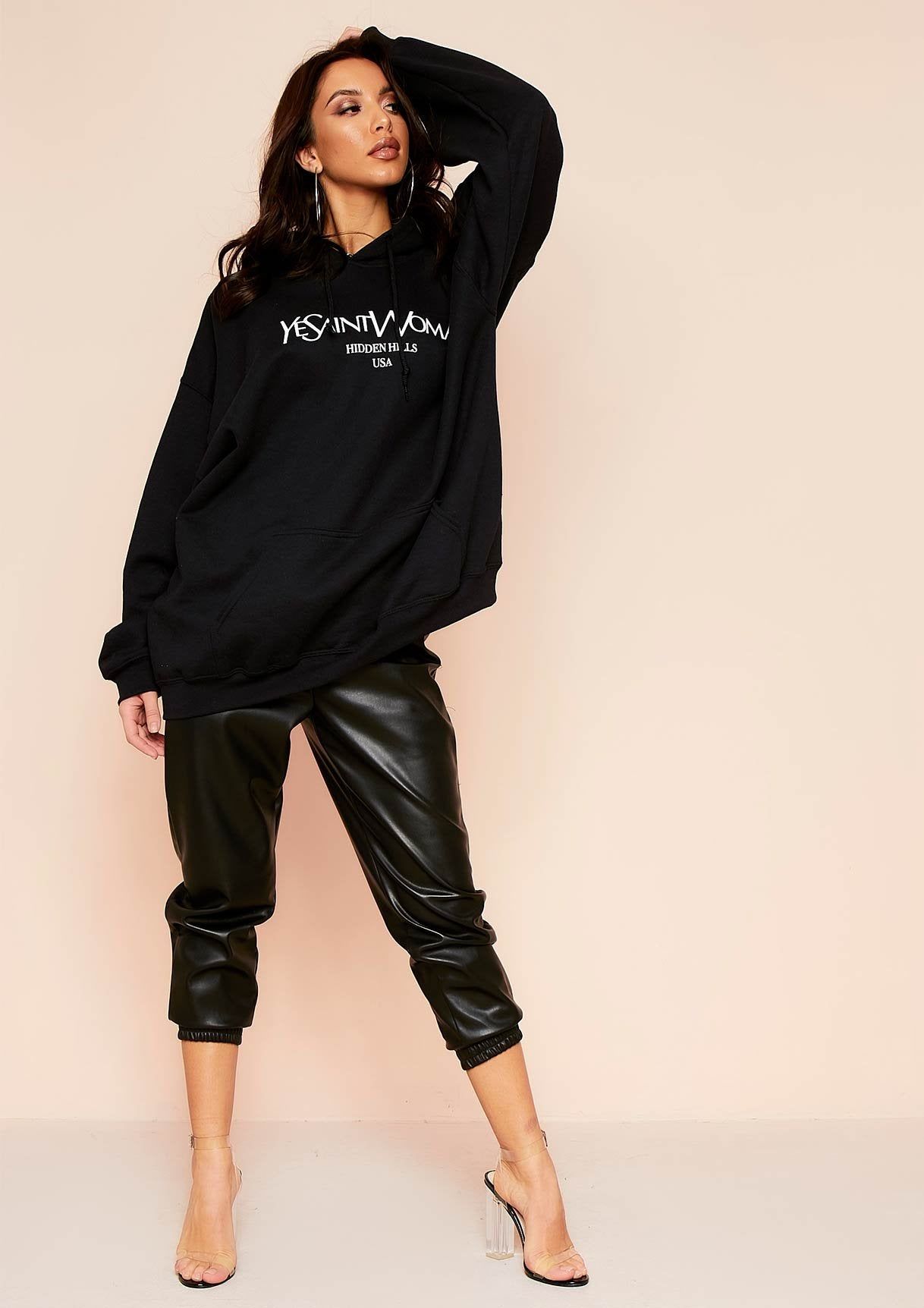 Ava Black Woman Slogan Oversized Hoodie sold by Missy Empire product image thumbnail 4
