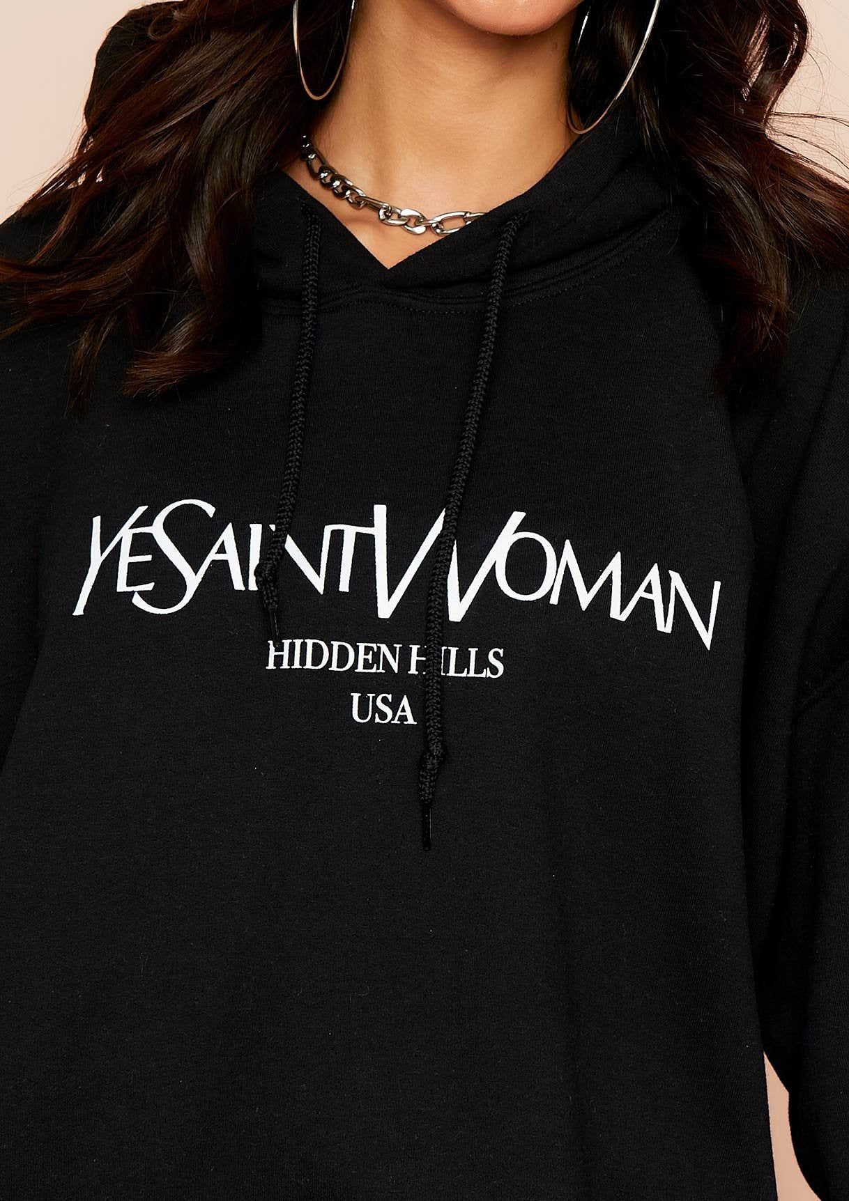Ava Black Woman Slogan Oversized Hoodie sold by Missy Empire product image thumbnail 3