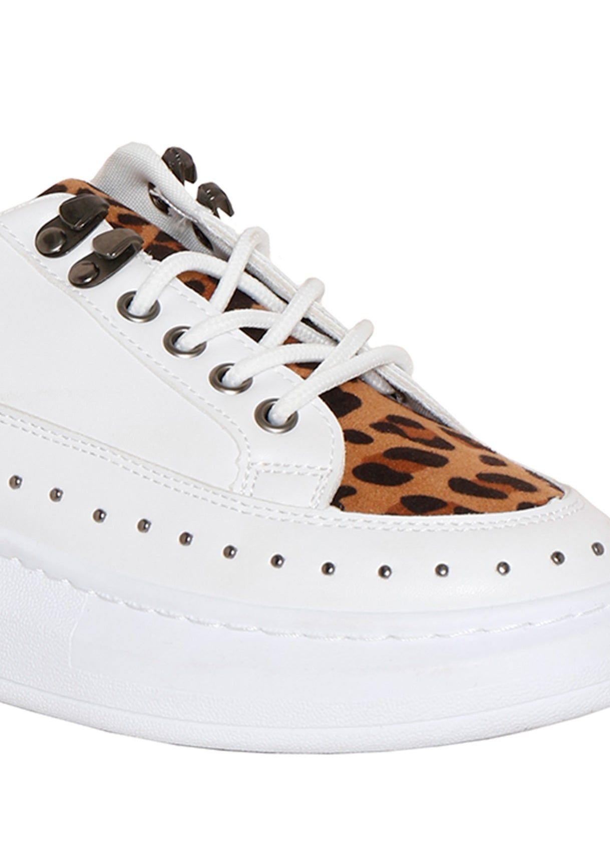 Adison White Leopard Print Detail Trainers sold by Missy Empire product image thumbnail 4