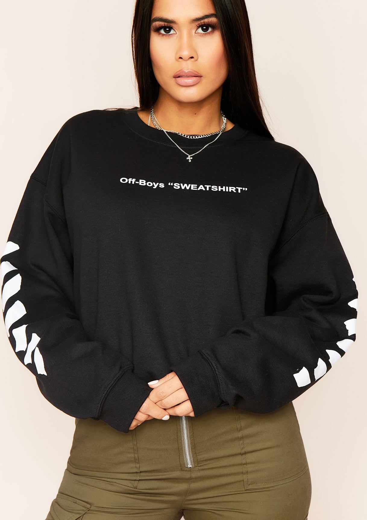 Nina Black Oversized Off-Boys Slogan Graphic Sweatshirt sold by Missy Empire product image thumbnail 4