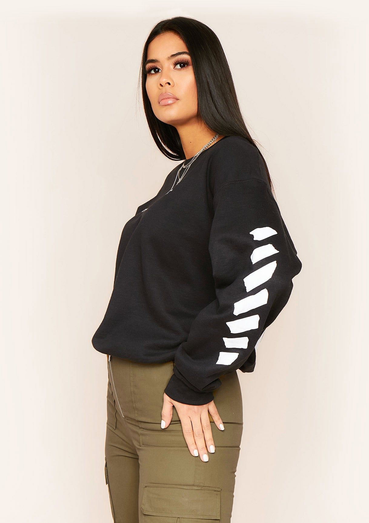 Nina Black Oversized Off-Boys Slogan Graphic Sweatshirt sold by Missy Empire product image thumbnail 2