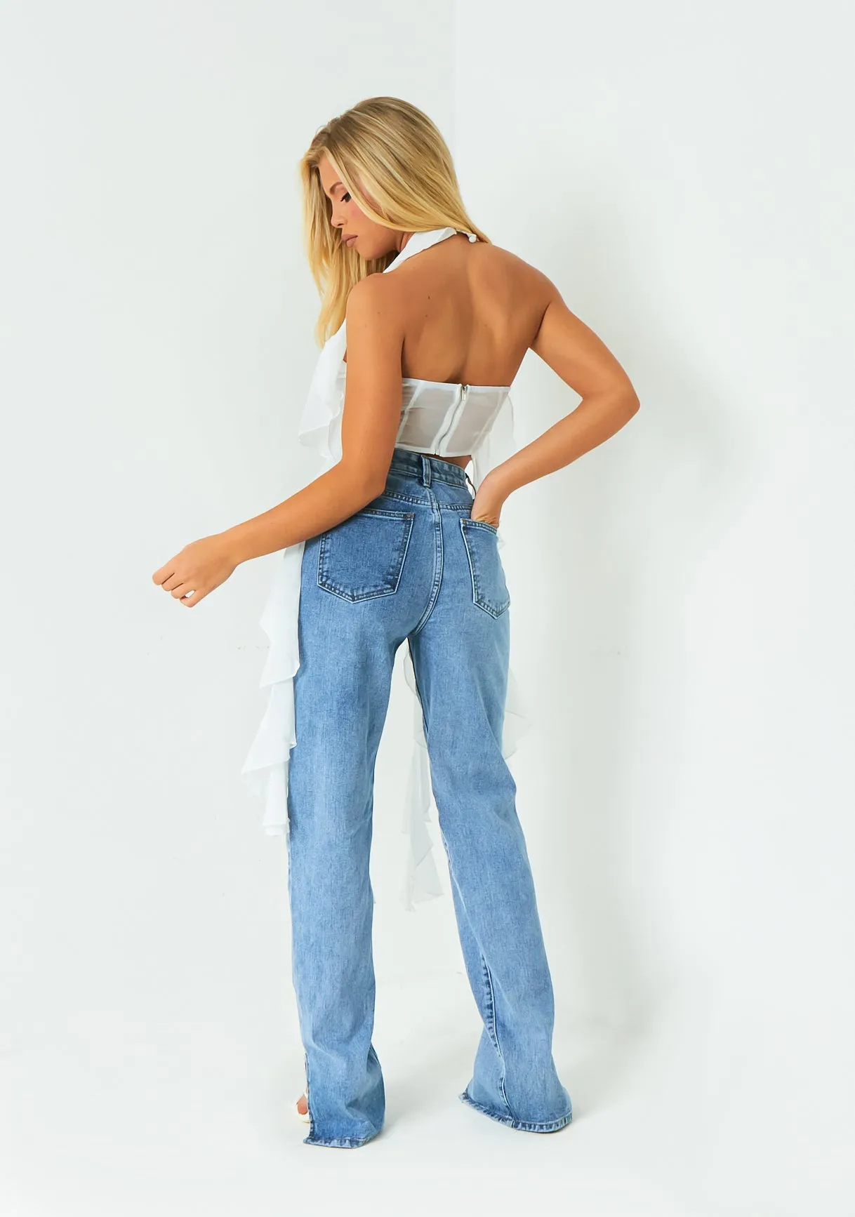 Florence White Halter Frill Detail Top sold by Missy Empire product image thumbnail 3