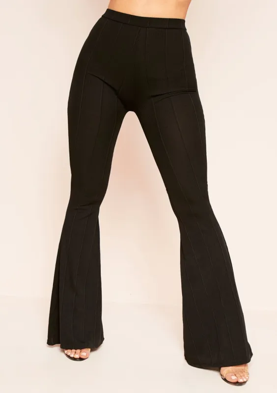 Leni Black Bandage Flared Trousers sold by Missy Empire