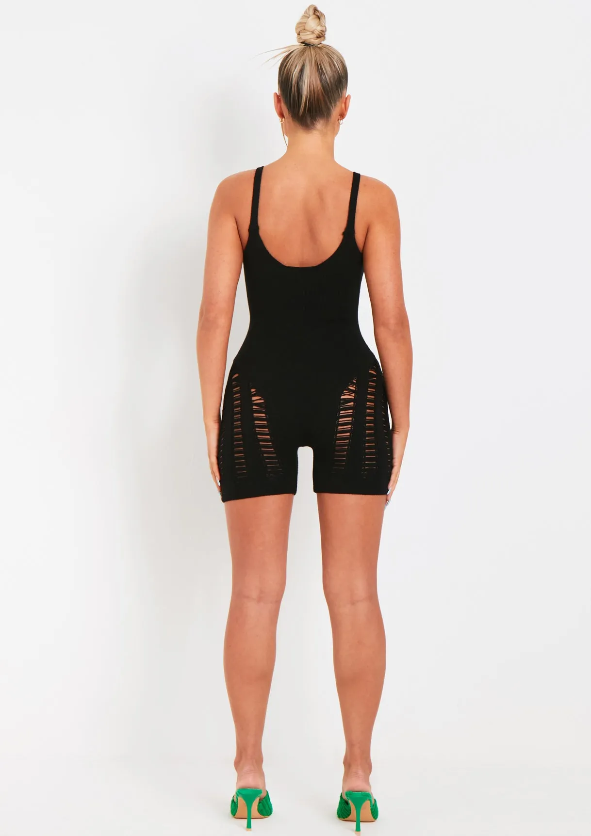 Adalynn Black Laddered Knitted Unitard sold by Missy Empire product image thumbnail 3